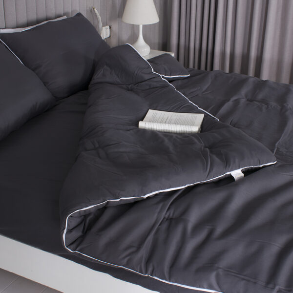 Bedding 1 Comforter + 1 Pad + 1 Pillow Cover Set (Super Single, Charcoal Gray)