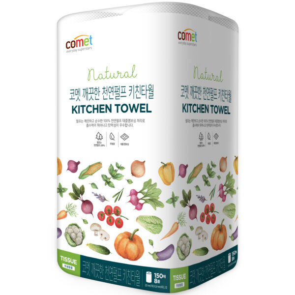Clean Natural Pulp Kitchen Towel, 150 Sheets, 8 Rolls