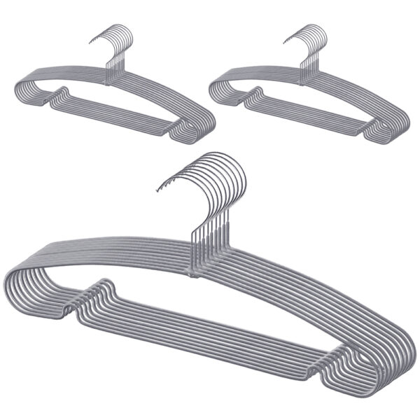 Coated Non-Slip Hangers, Gray, 30 Pieces