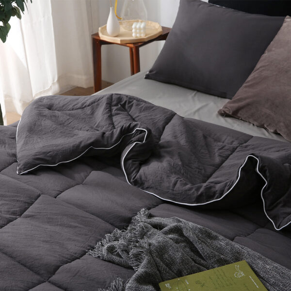 1 Comforter + 2 Pillow Inserts + 2 Pillow Covers Set (Super Single, Charcoal Gray)