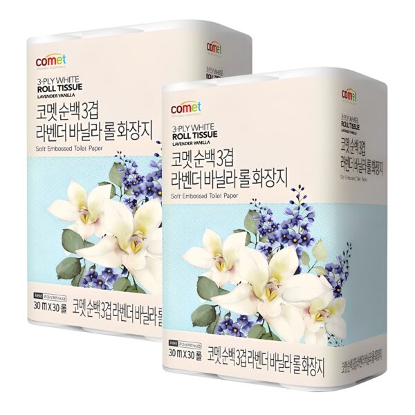 Pure White 3-Ply Lavender Vanilla Roll Tissue 30m, 30 Packs